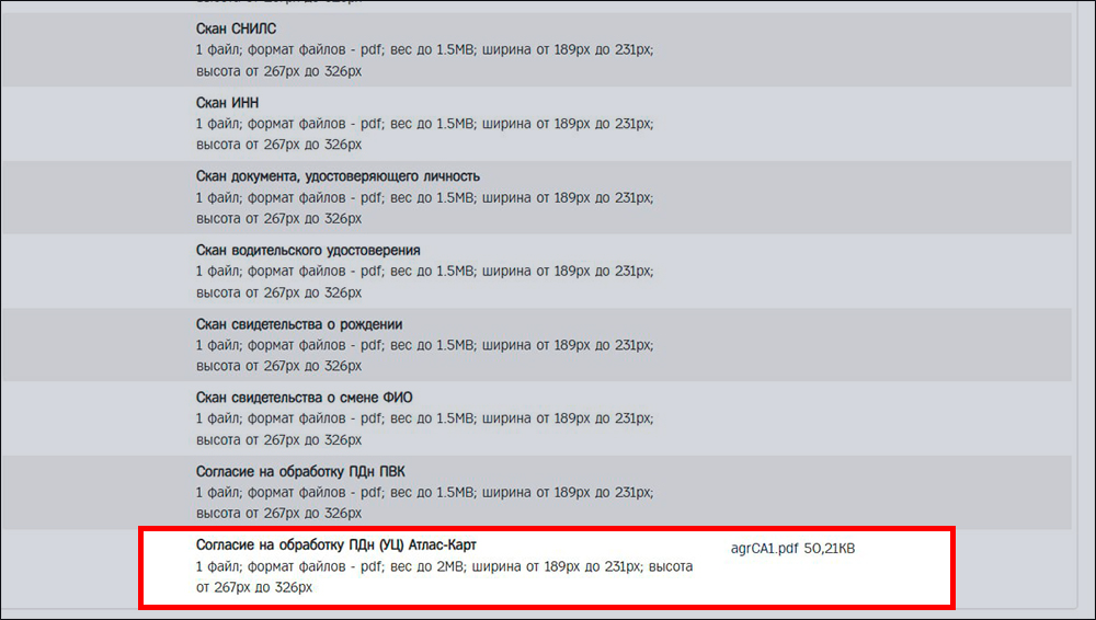 Сформированное согласие на обработку ПДн в адрес УЦ в списке вложений